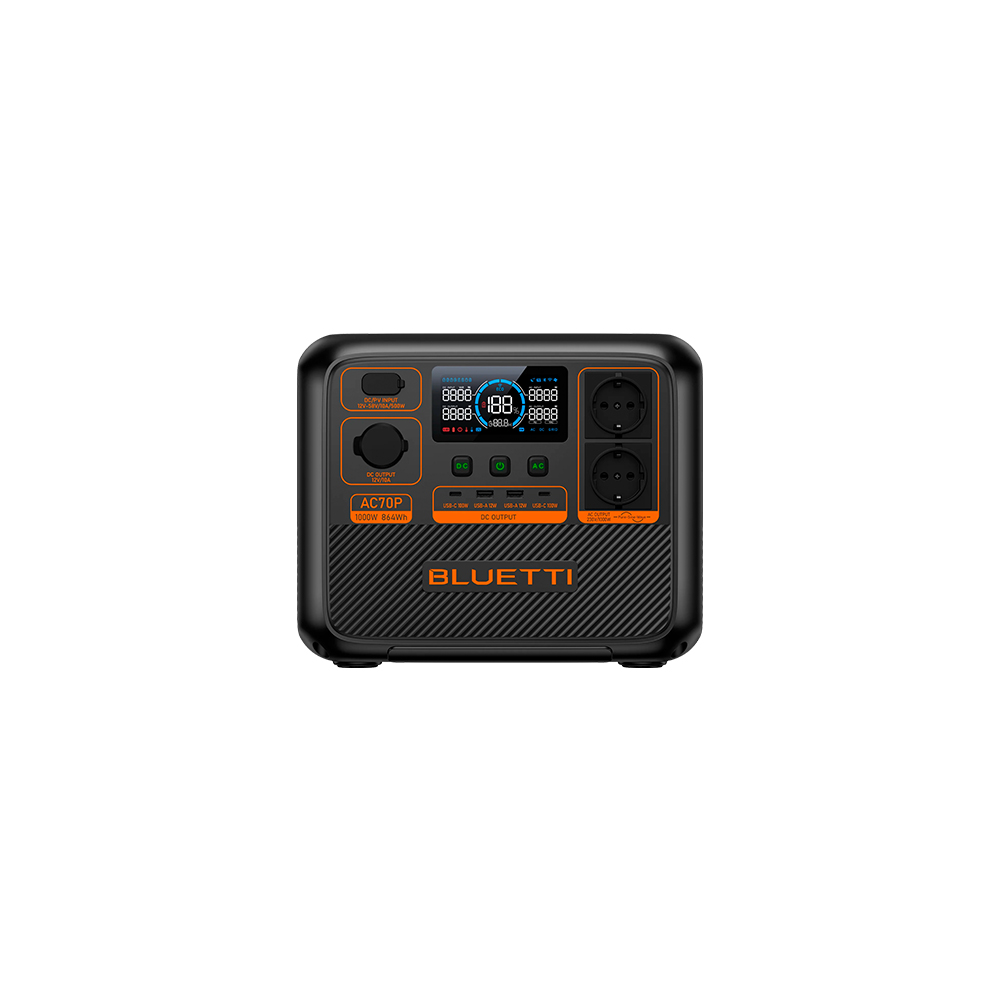 POWERSTATION ENERGIA/BLUETTI AC70P 864WH / BATERIA LITIO LIFEPO4 / 2 TOMAS 120V / USB-A X2 / USB-C