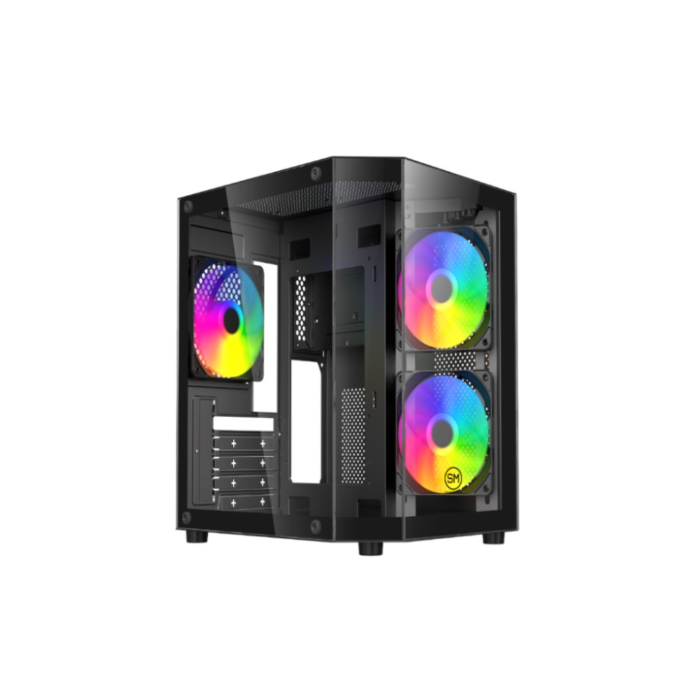 CASE SPEEDMIND GAMING BLACK INCLUYE 3X120MM FANS RGB VIDRIO TEMPLADO