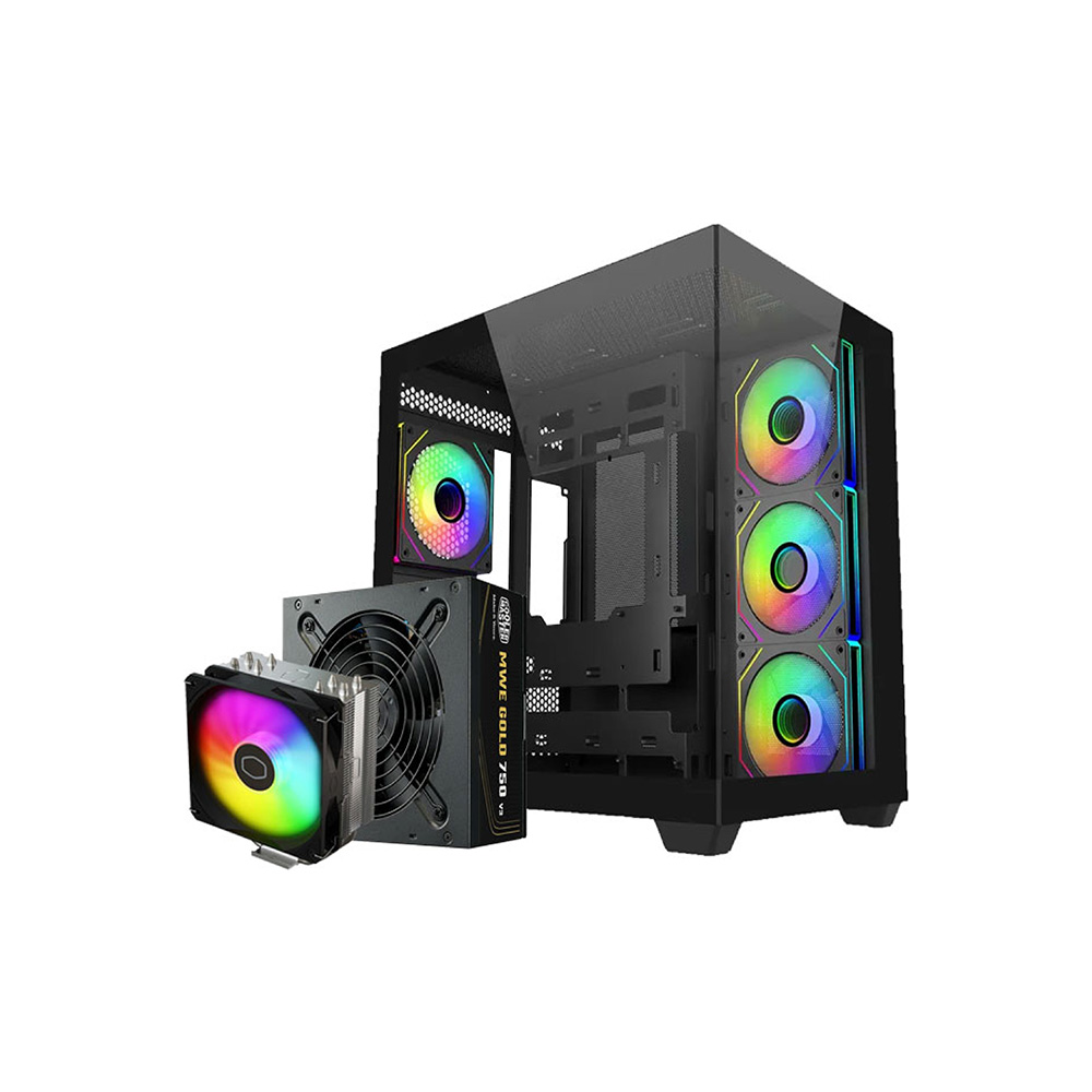 CASE COOLER MASTER/E681 MID TOWER BLACK WOOD BUNDLE FUENTE 750W GOLD - AIR COOLER 212 SPECTRUM