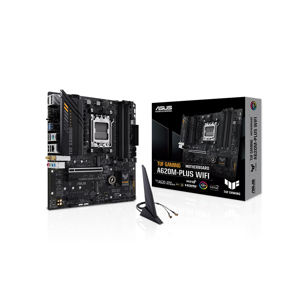 MAINBOARD ASUS TUF GAMING A620M-PLUS WIFI AM5 DDR5 WIFI 6 BT V5.3 AURA SYNC RGB