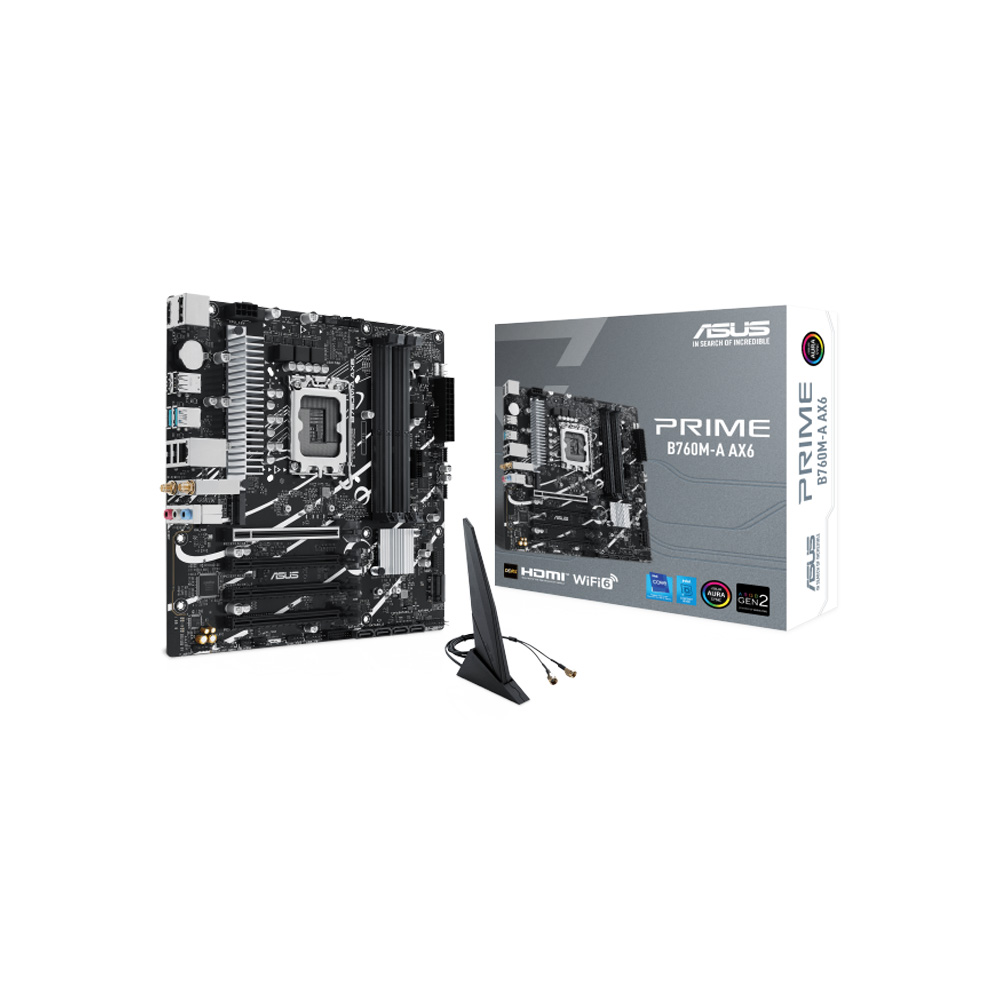 MAINBOARD/ASUS PRIME B760M-A AX6 LGA1700 DDR5 WIFI 6 BT V5.3 90MB1JH0-MVAAY0