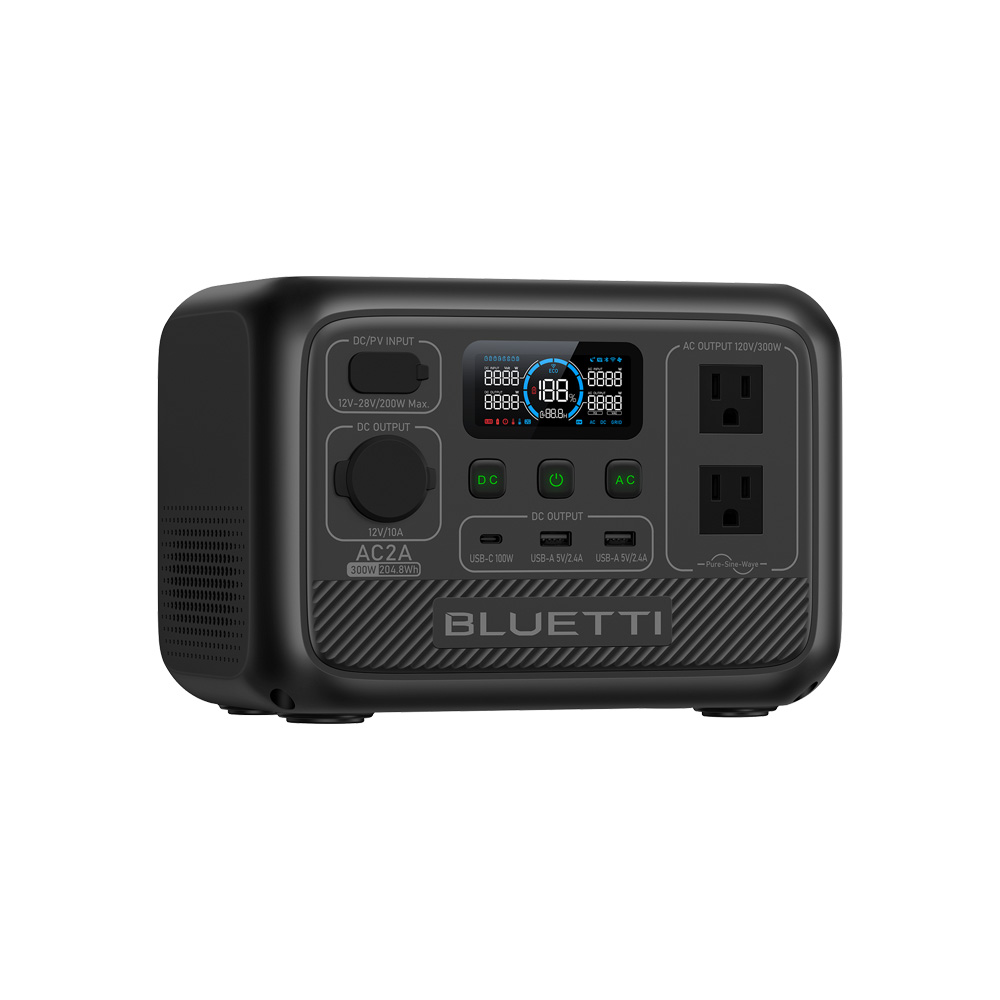 POWERSTATION BLUETTI/AC2A 204.8WH / BATERIA LITIO LIFEPO4 / 2 TOMAS 120V / USB-A X2 / USB-