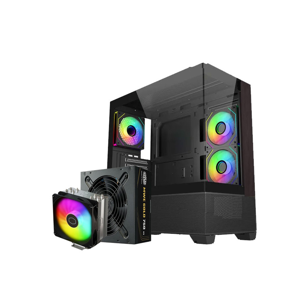 CASE COOLER MASTER/E690 MID TOWER BLACK WOOD BUNDLE FUENTE 750W GOLD - AIR COOLER 212 SPECTRUM